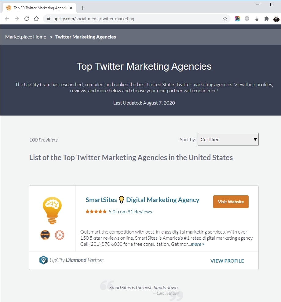 SmartSites Listed in Top Twitter Advertising