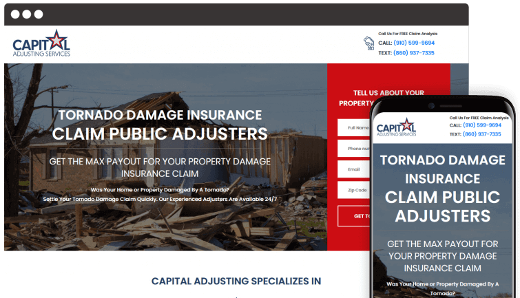 Capital Adjusting Services: B2C Website Redesign