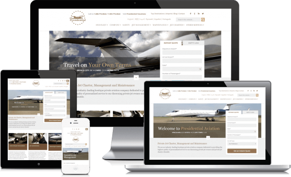 Presidential Aviation Web Design Custom Website