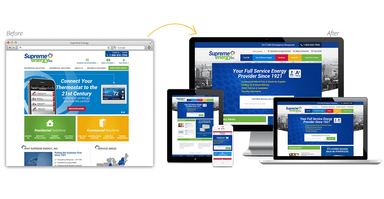 Supreme Energy Website Redesign Before After