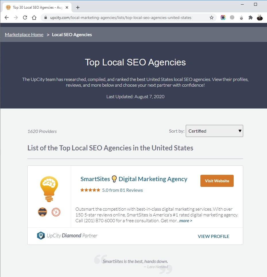 SmartSites Listed in Top Local SEO Companoes