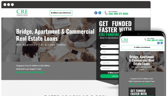 CRE Funding Group Web Design Landing Page