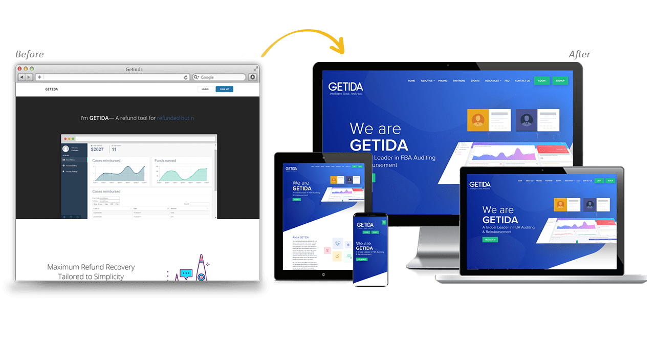 Getida Website Redesign Before After