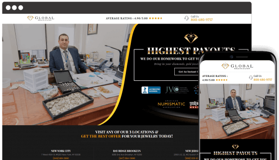 Global Gold and Silver Web Design Retail