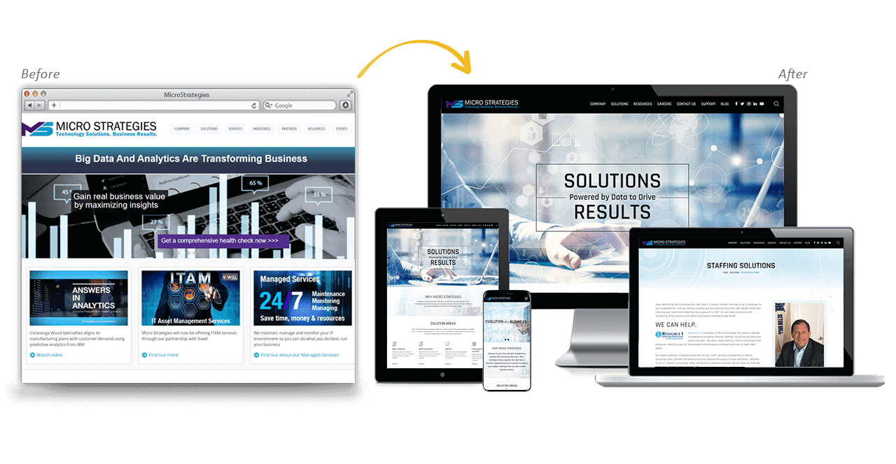 MicroStrategies Website Redesign Before After