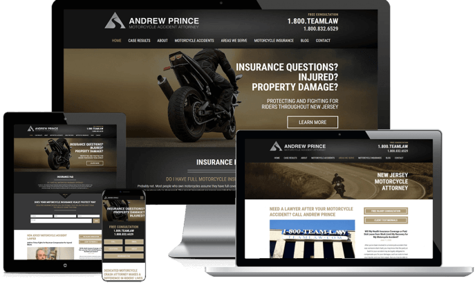 Custom website design for a motorcycle lawyer