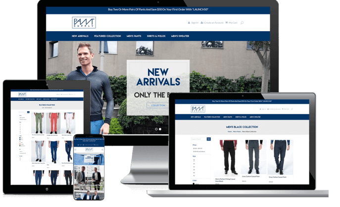 Ecommerce website for a men's clothing company