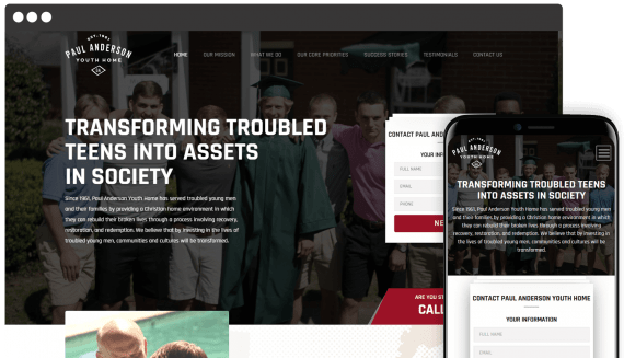 Paul Anderson Youth Home Web Design Landing Page