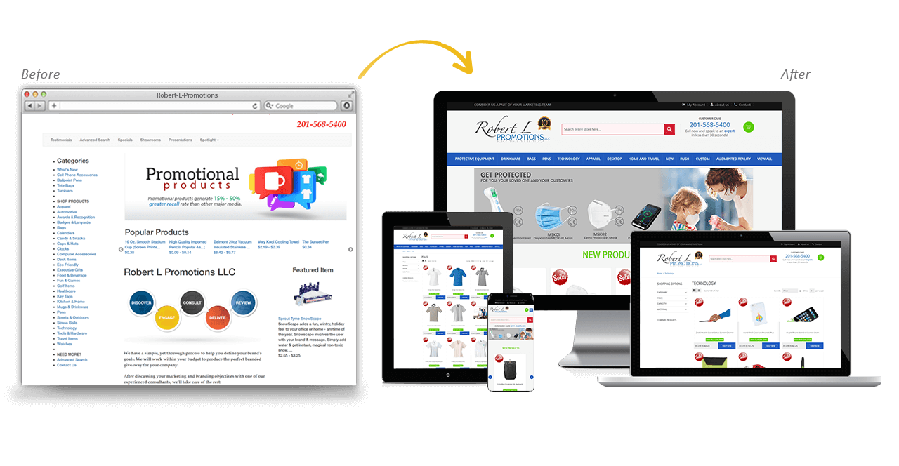 Robert L Promotions Website Redesign Before After