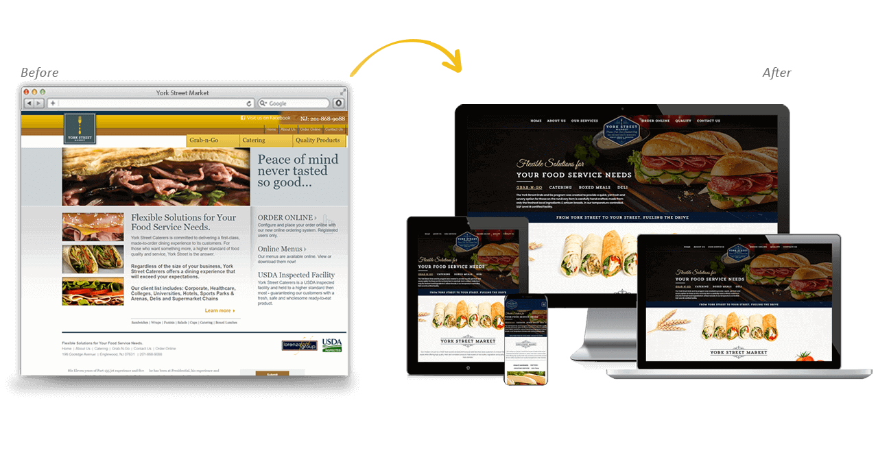 York Street Market Website Redesign Before After