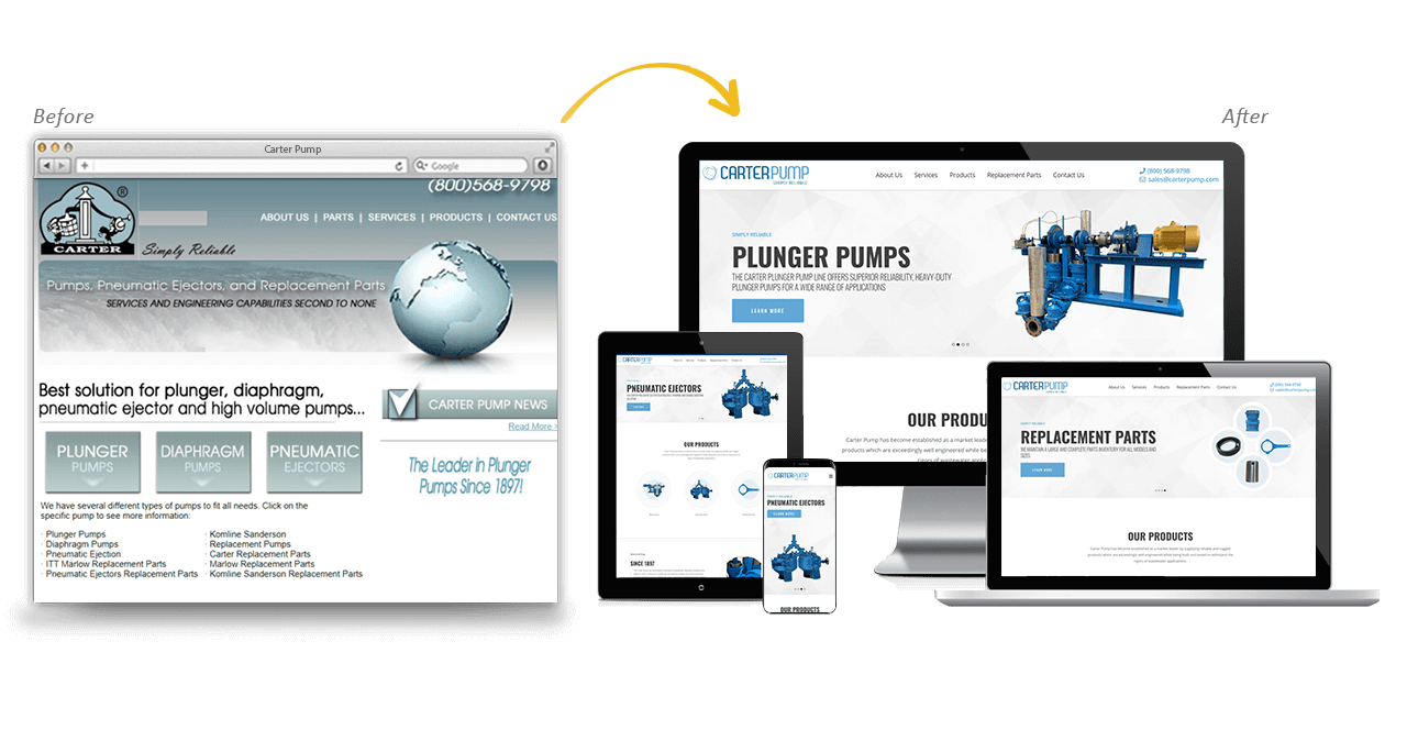 Carter Pump Website Redesign Before After