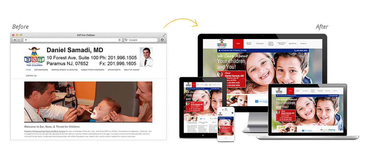 ENT For Children Website Redesign Before After