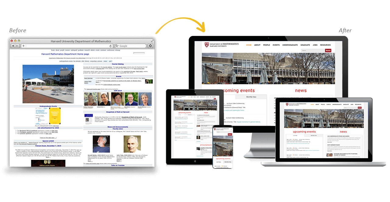 Harvard University Website Redesign Before After