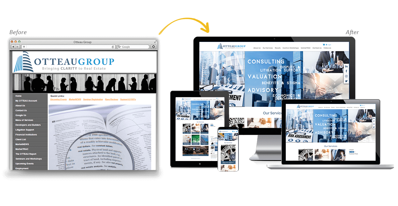 Otteau Website Redesign Before After