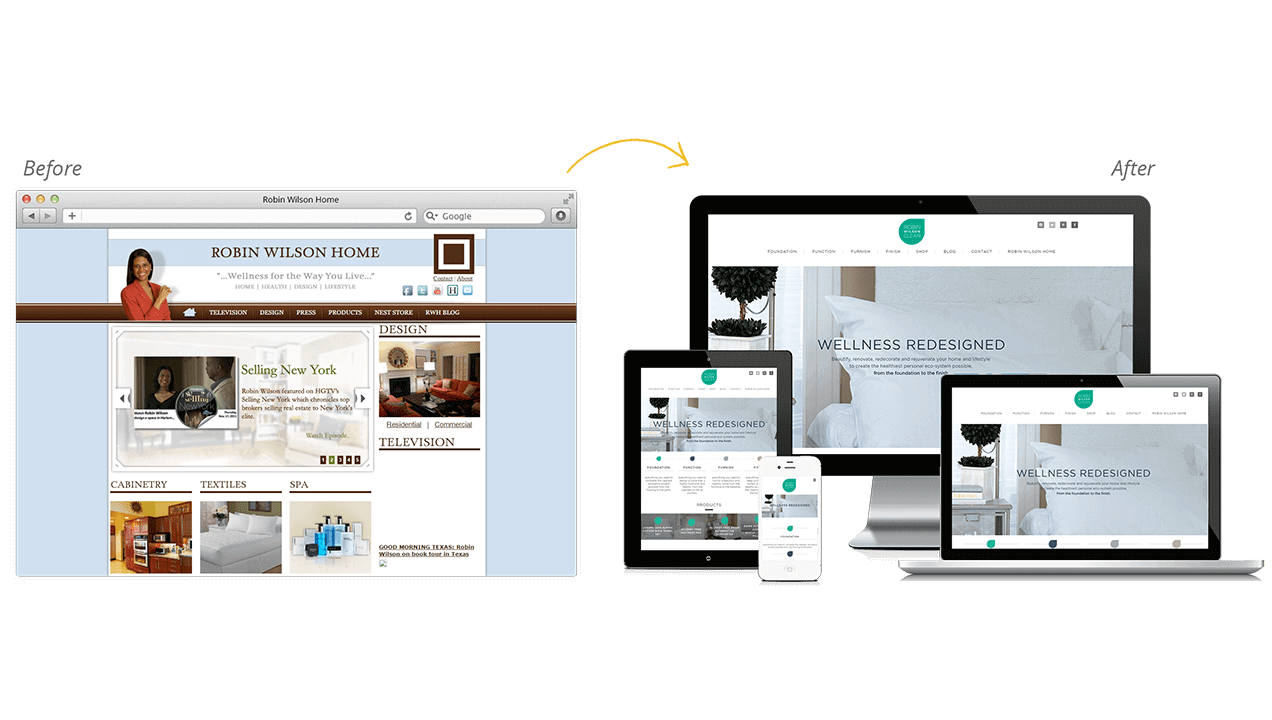 Robin Wilson Home Website Redesign Before After