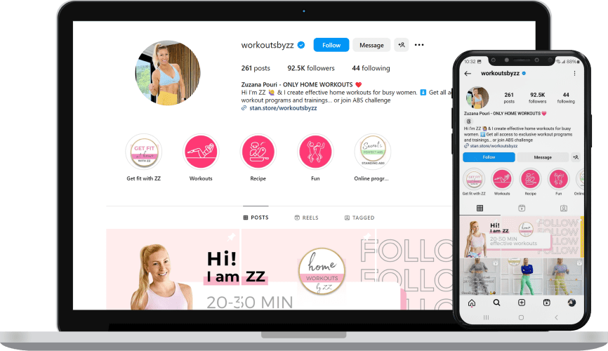 Workouts by ZZ retail social media showcase